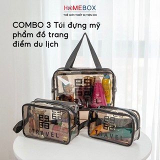 Túi Đựng Mỹ Phẩm Du Lịch Nhựa PVC Chống Nước, Túi Đựng Đồ Trang Điểm Makeup Skincare Trong Suốt