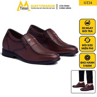 Giày tây da nam lười chất liệu da bò tăng chiều cao công sở đẹp cao cấp bảo hành 5 năm GT24 TIMAN