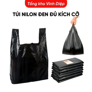  Túi Nilon Đen Đủ Kích Thước 1-20kg - Có Quai Xách Đóng Hàng Đựng Rác Chất Liệu Dẻo Dai 