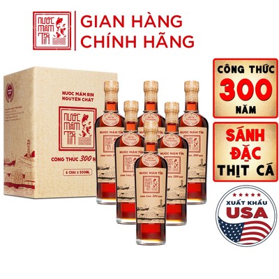 THÙNG 6 CHAI Nước Mắm Tĩn cá cơm than Nhãn Đỏ Độ Đạm 40N 500ml/chai truyền thống không chất bảo quản