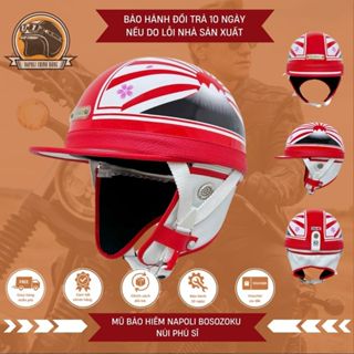 Mũ Bảo Hiểm Napoli Nửa Đầu [FREESHIP][CHÍNH HÃNG] Nón Bảo Hiểm Napoli Bosozoku Japan Tem Núi Phú Sĩ