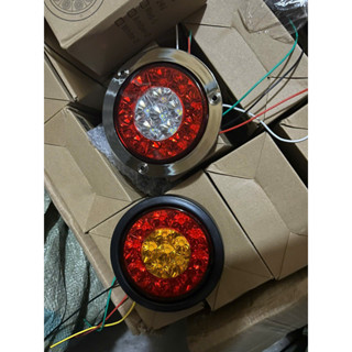 Đèn led hậu đơn, đèn hậu tròn 2 màu xe tải điện 12v, 24v