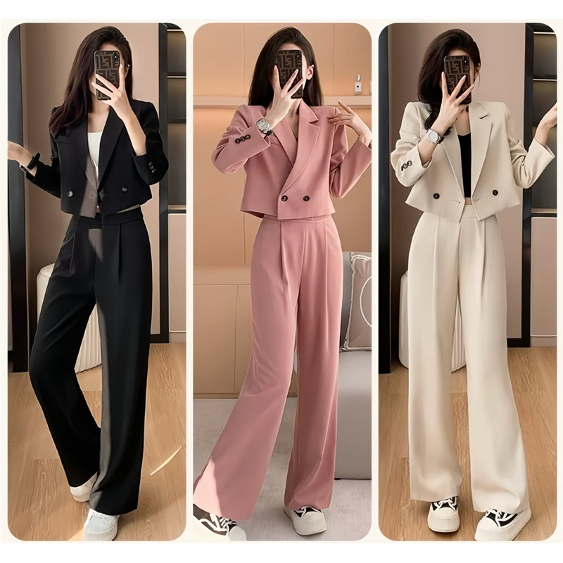 SV4 SÉT ĐỒ VEST BECHIC SÉT CÔNG SỞ QUẦN ỐNG RỘNG ÁO VEST TAY DÀI SANG CHẢNH ĐI LÀM ĐI CHƠI SÉT VEST 