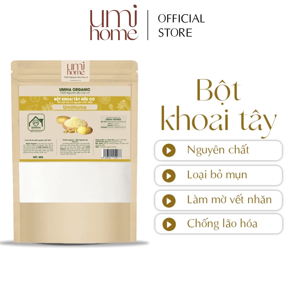 Bột Khoai Tây đắp mặt nạ dưỡng da UMIHOME nguyên chất | Potato flour 100% Organic 40G