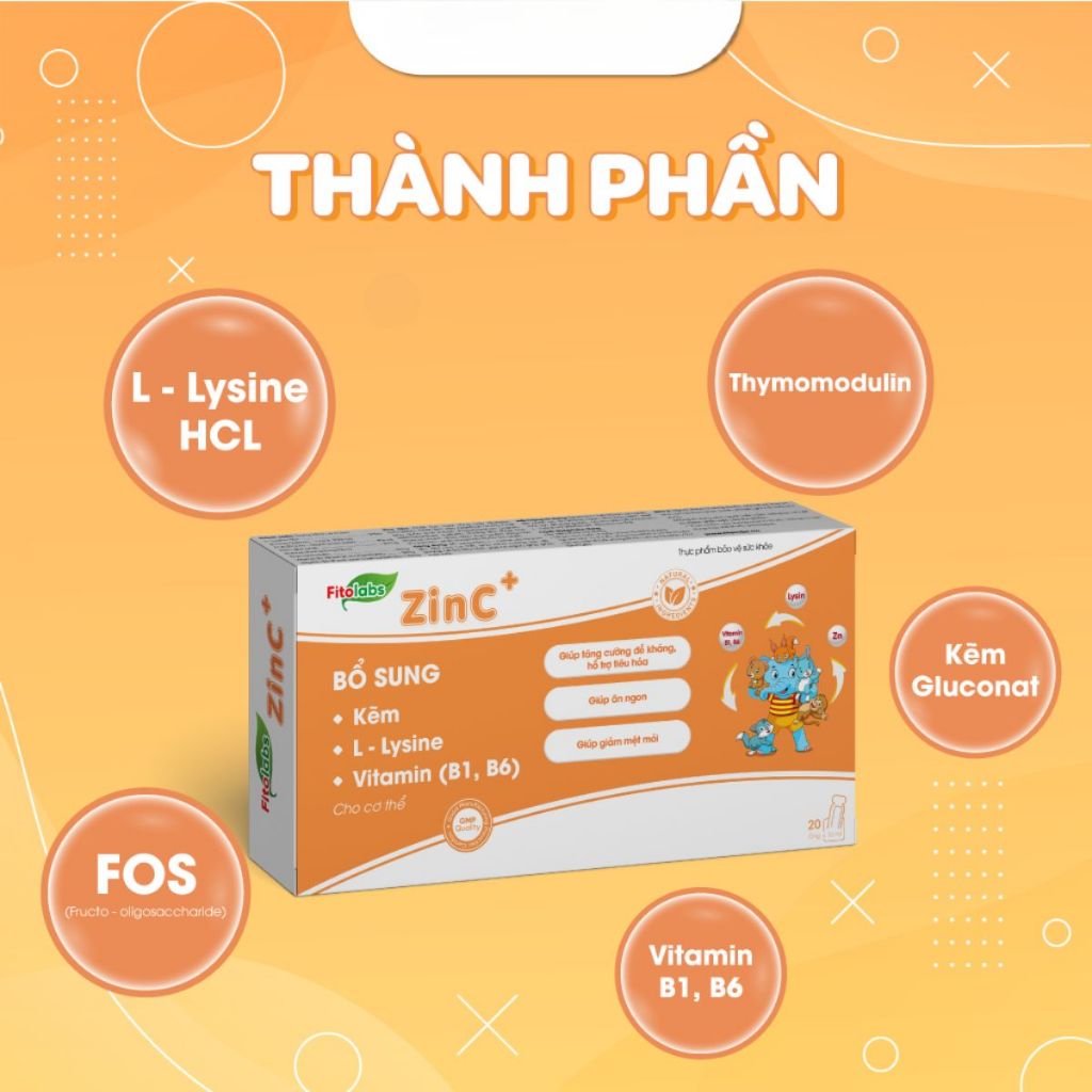 CHÍNH HÃNG | ZinC Fitolabs - Siro tăng đề kháng, hỗ trợ ăn ngon cho bé - Vị thơm ngon, dễ uống (Hộp 20 ống 10ml)