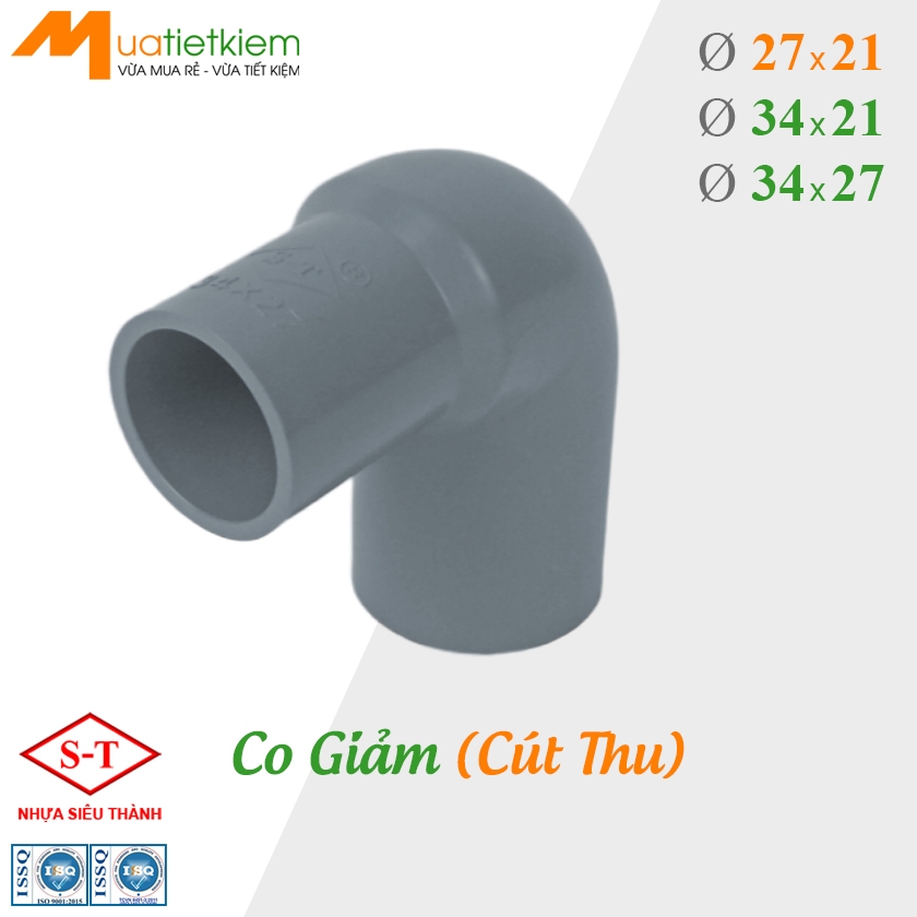 [BÁN SỈ] Co Giảm, Cút Thu PVC phi 21,27,34,42,49,60,90,114,140,160,168, phụ kiện ống nước SIÊU THÀNH