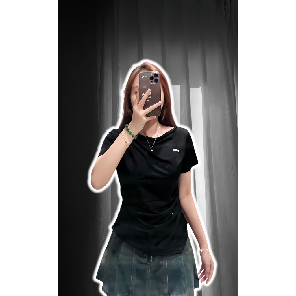 Áo thun tăm nữ cổ thuyền nhún eo - LadyF store