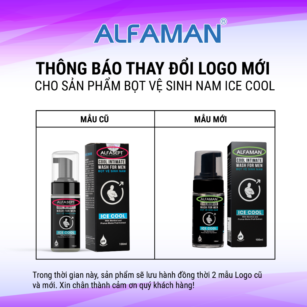 Bọt Vệ Sinh Nam ALFASEPT Cool Intimate Ice Cool Lọ 100ml | COSKIN