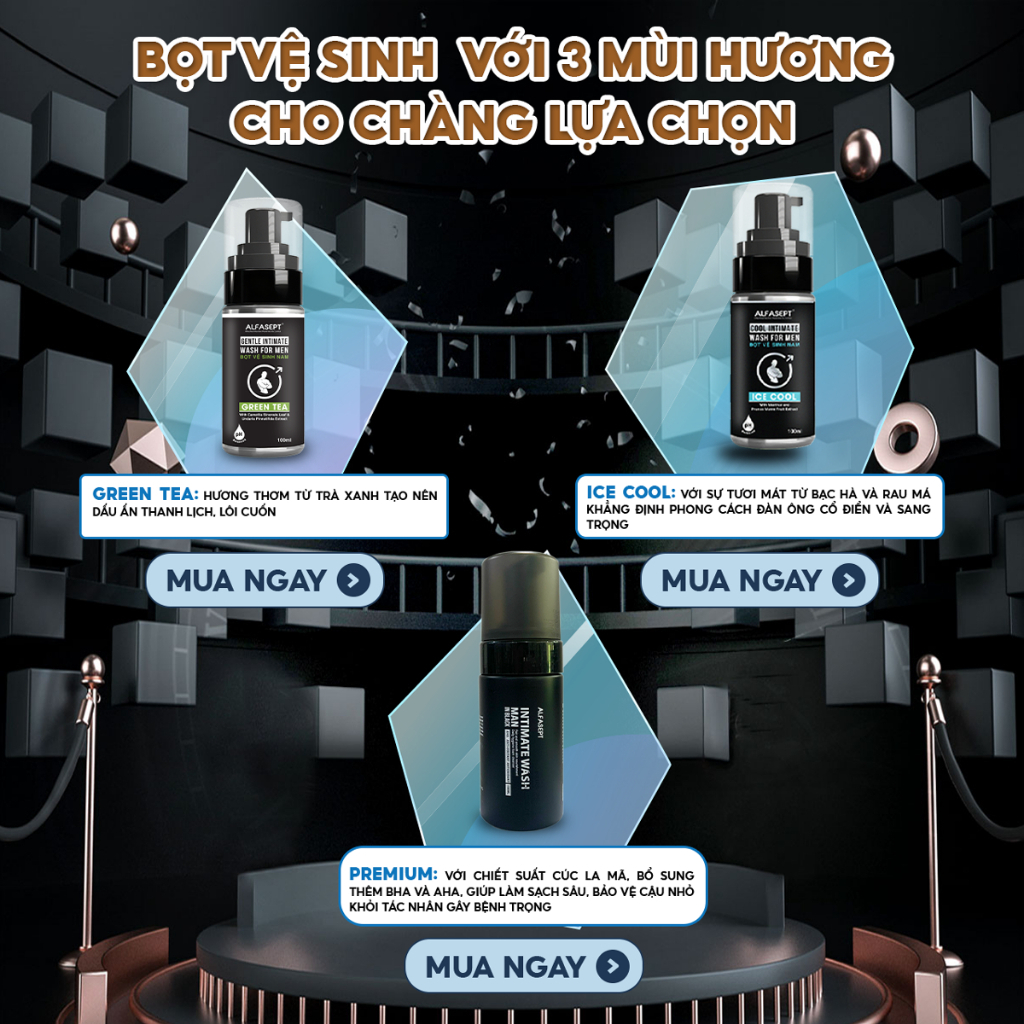 Bọt Vệ Sinh Nam ALFASEPT Cool Intimate Ice Cool Lọ 100ml | COSKIN