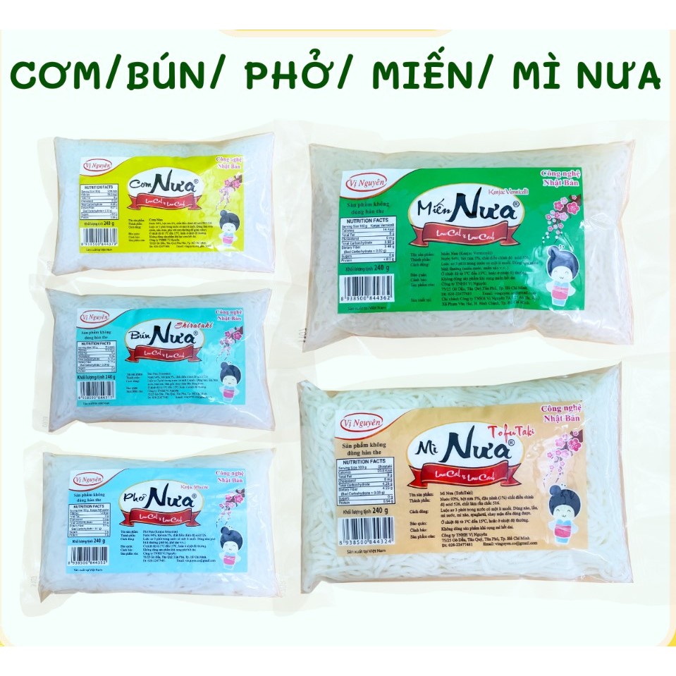 Combo 10 gói (Bún nưa/mì nưa/miến nưa/phở nưa) ăn kiêng keto, das