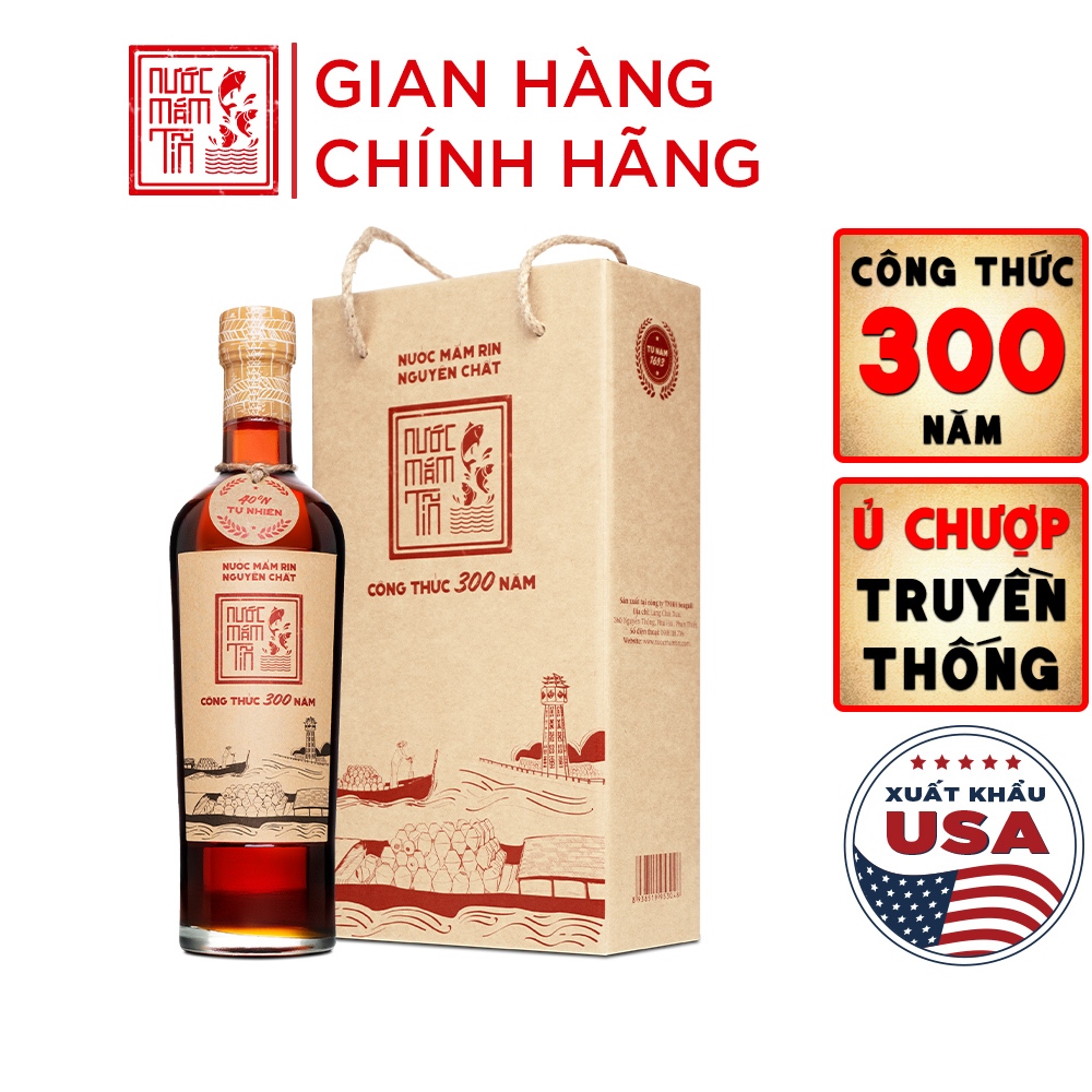 [Nước mắm NGON] 01 Chai Nước mắm Tĩn nhãn đỏ độ đạm 40N chai thủy tinh 500ml rin nguyên chất truyền thống sạch