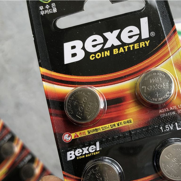 Vỉ 10 pin cúc áo Bexel LR44 AG13 Alkaline coin battery 1.5V Hàn Quốc