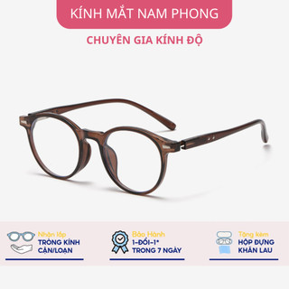 Gọng Kính Mắt Tròn Nam Nữ Chất Liệu Nhựa Hàn Quốc Lõi Kim Loại 7158 Kính Gọng Tròn Thời Trang Cao Cấp