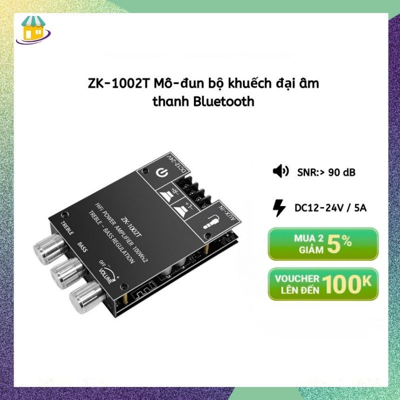 ZK-1002T HIFI 2.0 Kênh AUX / Bluetooth-Tương thích 5.0 TPA3116D2 Mô-đun âm thanh 100Wx2 Bảng mạch kh