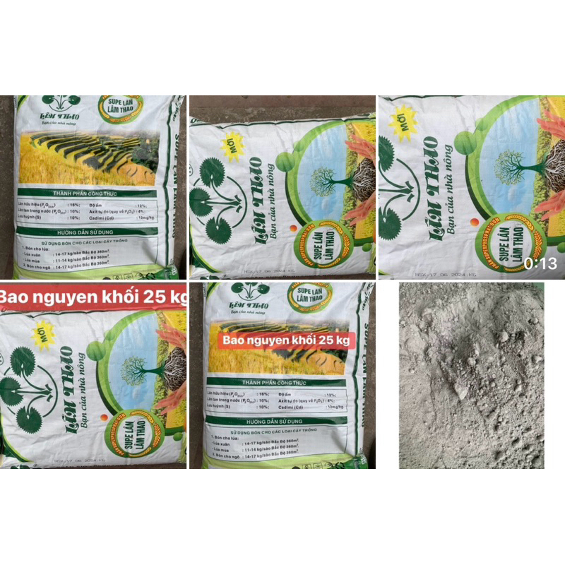 Phan bon lot Lân lâm thao bột .super lan lâm thao bao nguyen khối 25 kg