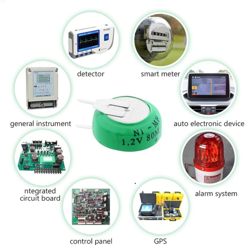 02 Pin sạc cúc áo hàn chân NI-MH 1.2V 80mAh V80H