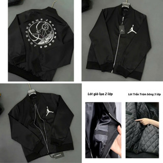 Áo Khoác Gió Bomber jordan 3 lớp và 3 lớp Logo Siêu Nét Áo Bomber Nam Nữ Chất Vải Gió Nhung Tàu Bản Hoàn Thiện B4