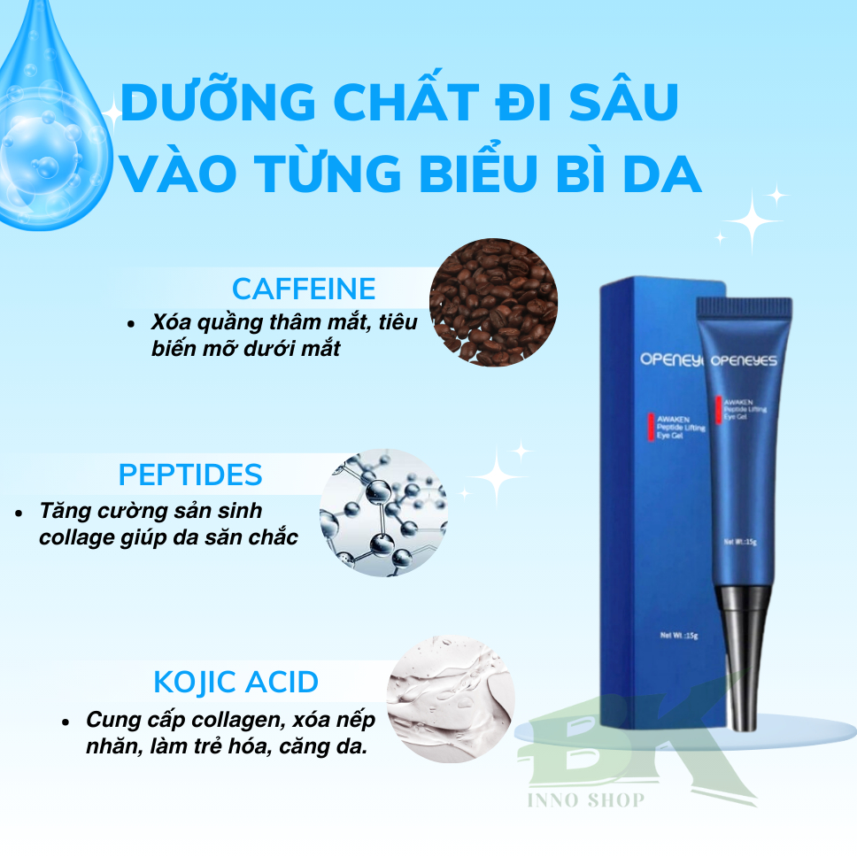 Kem Xóa Tan Quầng Thâm, Tan Bọng Mắt OPENEYES MỸ Hỗ Trợ Trẻ Hóa Vùng Da Mắt, Nâng Cơ Xóa Nhăn, Dưỡng Ẩm Da | BK INNO
