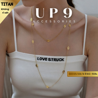  UP9 Vòng cổ dài Titan mạ vàng 18k xích hiệu sang chảnh . dây chuyền D hiệu cá tính TTD22 