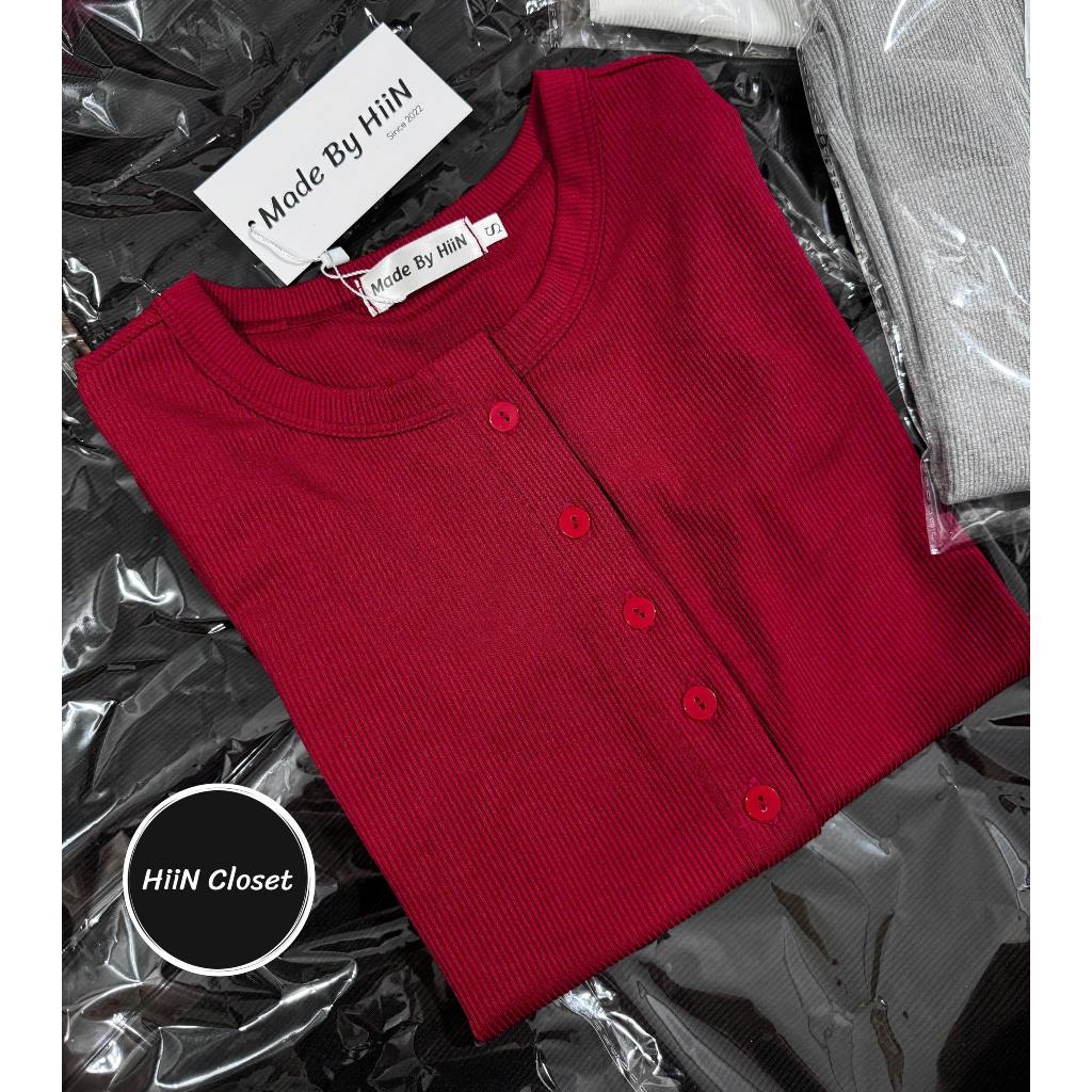 Áo thun nữ tay dài cúc ngực ôm body cực xịnh HiiNCloset - 109 | BigBuy360 - bigbuy360.vn