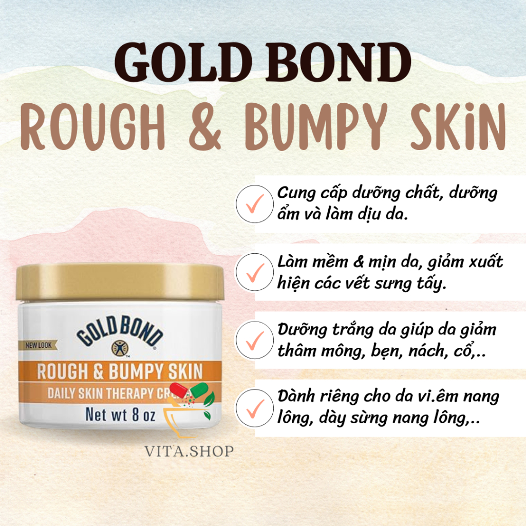 Kem dưỡng da body, ngừa viêm lỗ chân lông, da sần sùi Gold Bond Ultimate Rough & Bumpy Skin 226gr