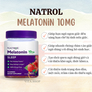  Kẹo Dẻo Giúp Ngủ Ngon Giảm Stress Natrol Gummies Melatonin 10Mg 90 Viên 