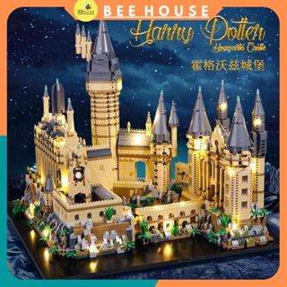 [Tặng đèn] đồ chơi xếp hình, đồ chơi lắp ráp lâu đài Hogwarts Harry Potter trường học phép thuật, mô hình trưng bày 3D
