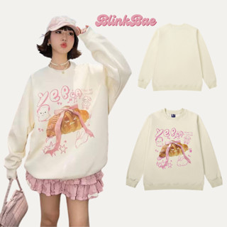 Áo Sweater Nỉ Bông Nữ Dày Dặn Form Rộng Oversize Mặc Mùa Đông Họa Tiết Croissant Coquette Nơ Hồng Be SW20