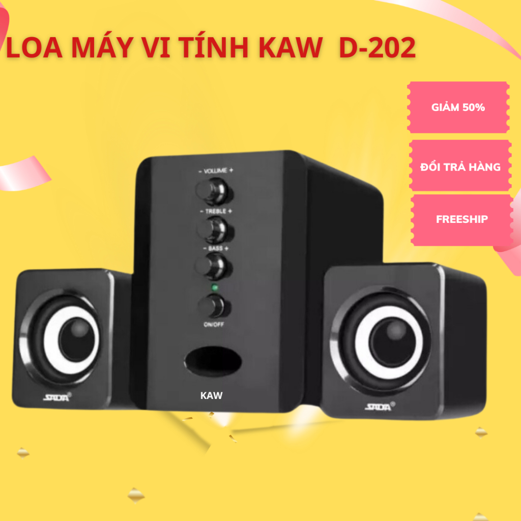 Bộ 3 Loa Máy Tính KAW D202 Bass Căng- Âm Thanh Sống Động - Bảo Hành 12 Tháng Toàn Quốc