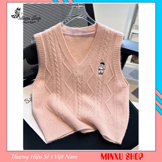  Áo Len GiLe Thêu GẤU ĐỨNG Sóng Len Vặn Thừng Bảng Màu Mới Lạ Hàng QC Minxu Shop GL14K 