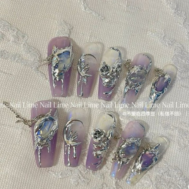 móng giả_nail box móng thiết kế tráng gương nổi bật