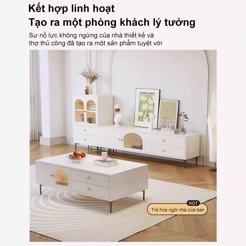 Tủ tivi phòng khách Kệ tivi hiện đại đơn giản,  đặt sàn, kết hợp bàn trà và tủ tivi cho căn hộ nhỏ | BigBuy360 - bigbuy360.vn