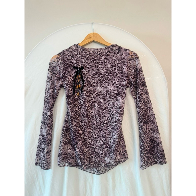 Áo da báo tay loe custom Size M