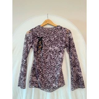 Áo da báo tay loe custom Size M