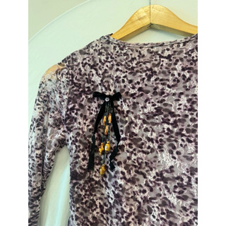 Áo da báo tay loe custom Size M