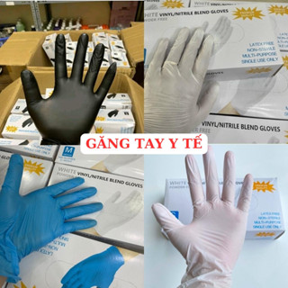 Găng Tay Y Tế Không Bột Hộp 100 Chiếc, Bao Tay Cao Su Y Tế ,Sử Dụng Trong Tóc Spa Phun Xăm