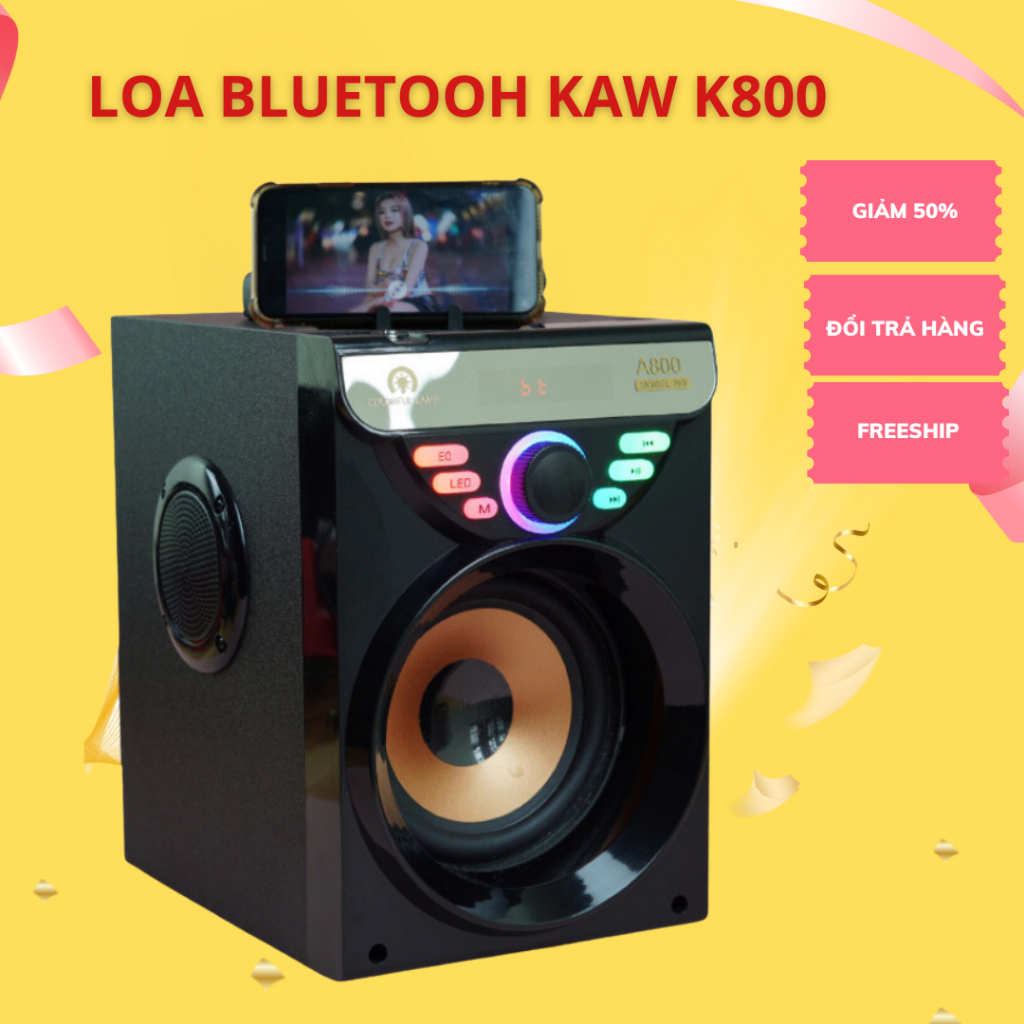 Loa karaoke mini KAW K800 ,kết nối Bluetooth âm thanh sống động, bass trầm ấm phù hợp mang đi du lịch
