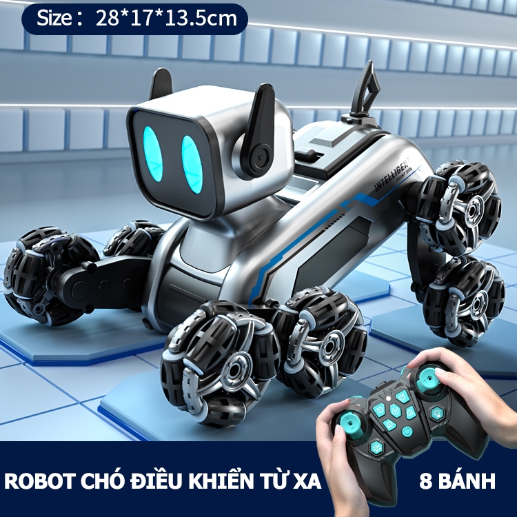 Đồ Chơi Robot Chó Thông Minh Điều Khiển Từ Xa Siêu Cute, 8 Bánh Xe Linh Hoạt Có Thể Di Chuyển Trên Nhiều Địa Hình