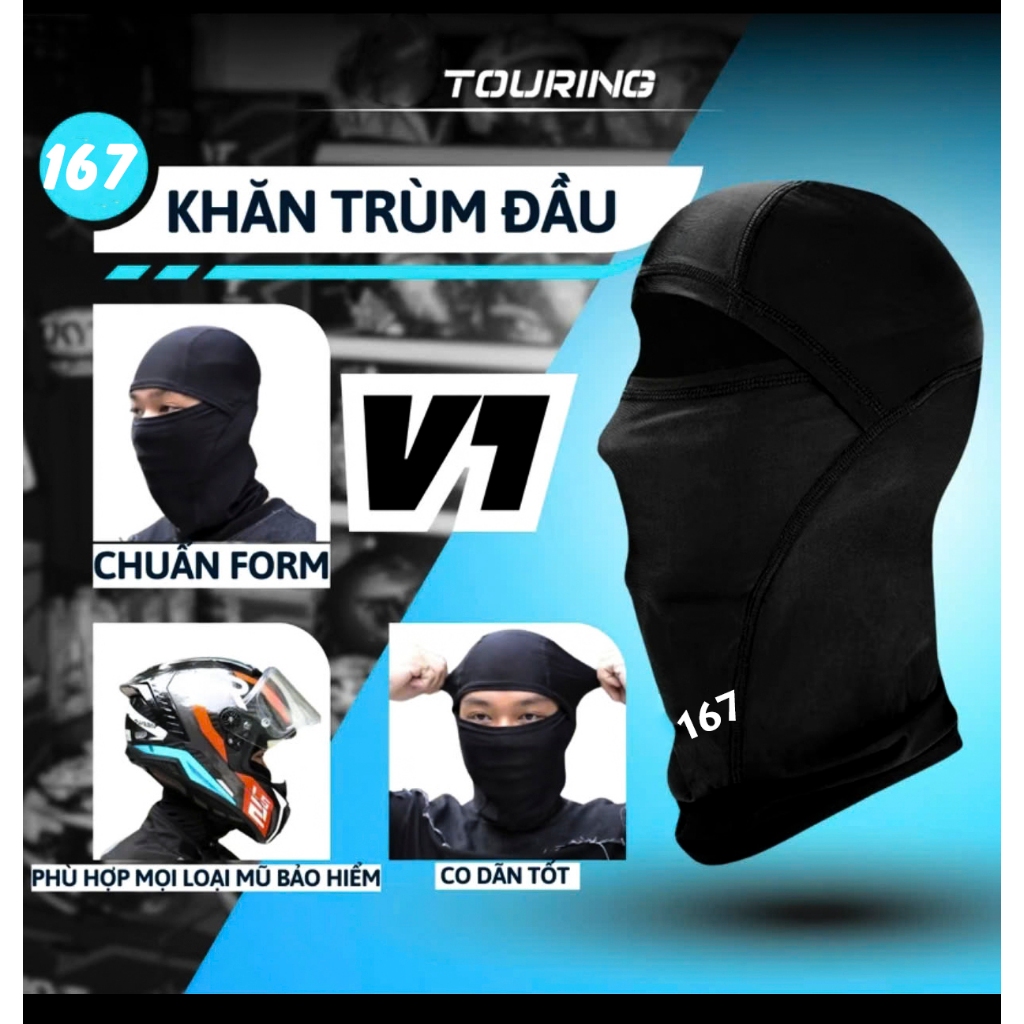 Khăn Ninja Trùm Đầu Ninja SWAT, Găng tay xe máy Vải Cao Cấp Thoáng Mát co dãn 4 Chiều chính hãng