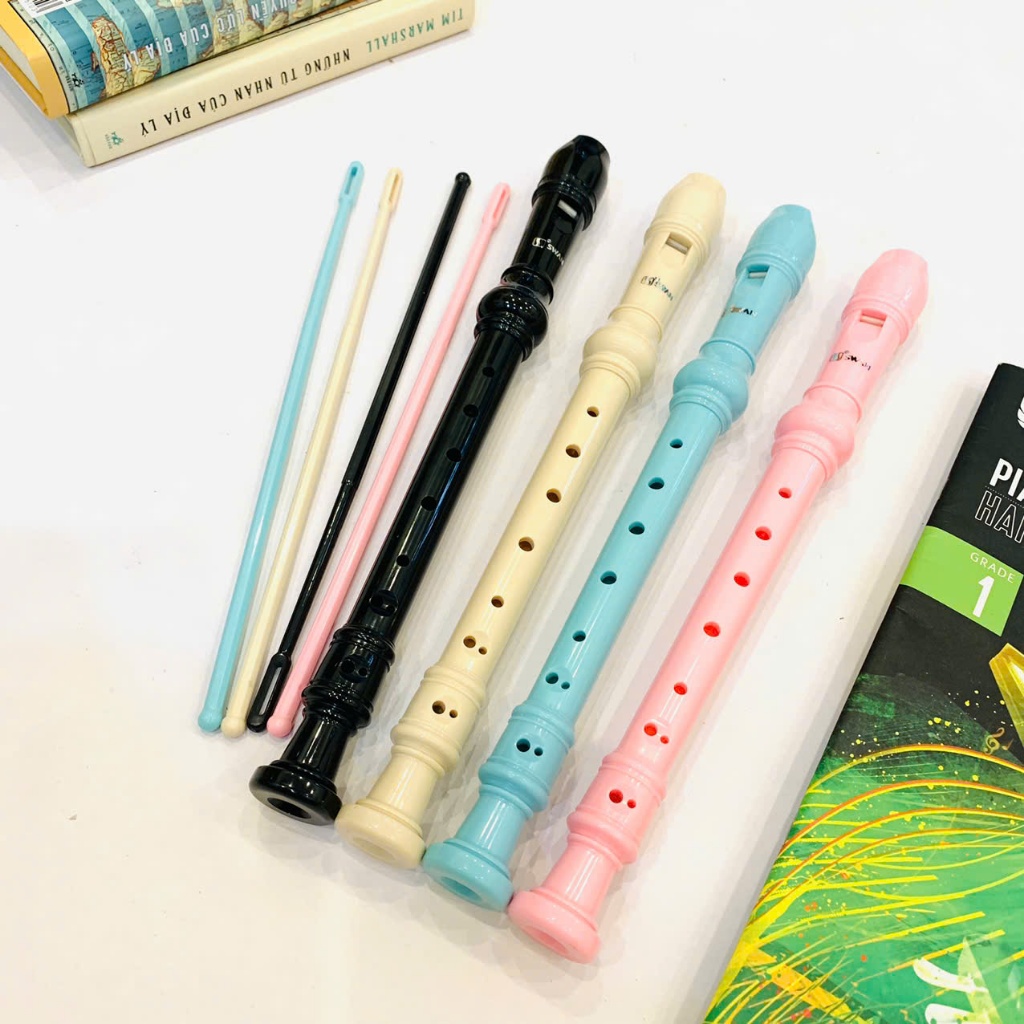 Sáo dọc 8 lỗ Recorder cho trẻ em và người mới học  Tone C 5 màu  Đen,Nâu,Trắng,Hồng,Xanh