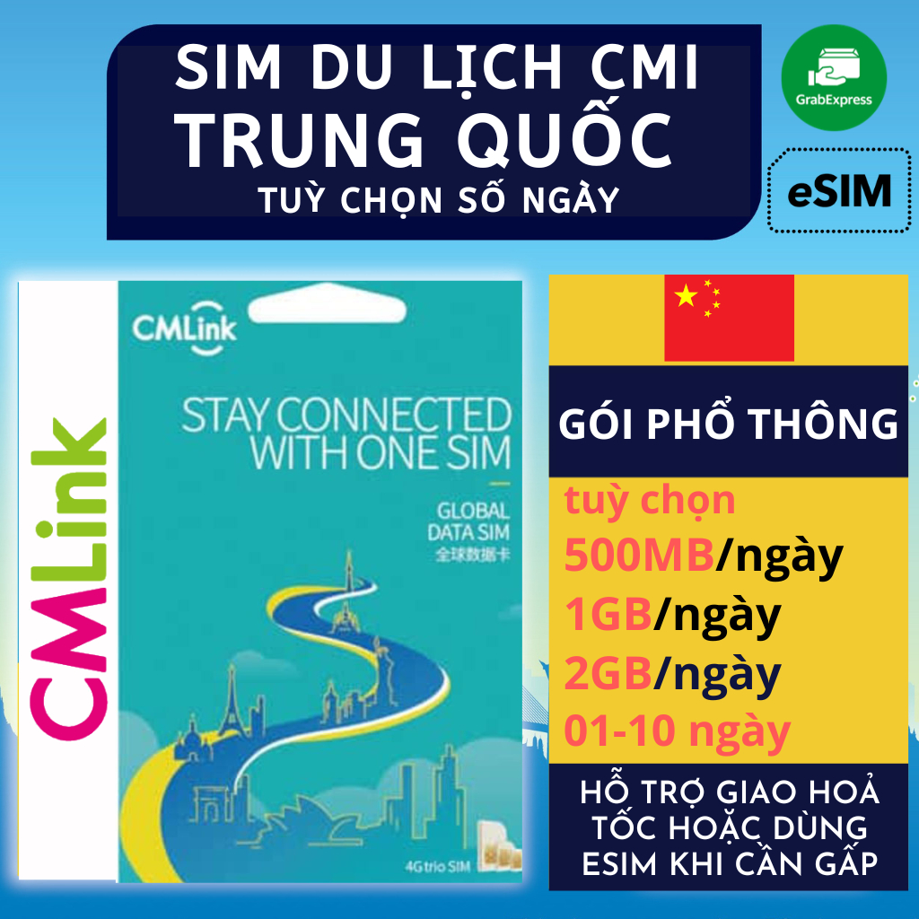 Sim du lịch Trung Quốc không giới hạn Internet không chặn mạng xã hội nhiều gói cước