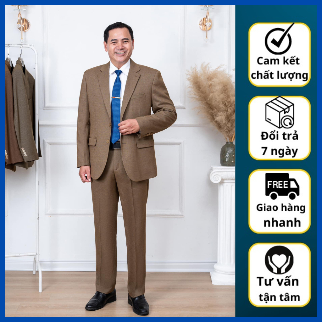 Bộ Vestton Nam Trung Niên, Vest nam Trung Niên cao cấp, hàng xuất khẩu ( Tặng Calavat )