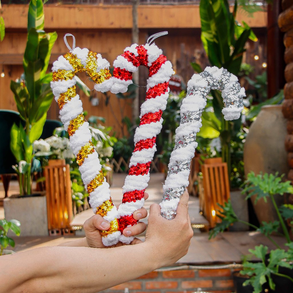 Gậy Bông Trang Trí Noel Giáng Sinh Dài 42~45cm GAY08