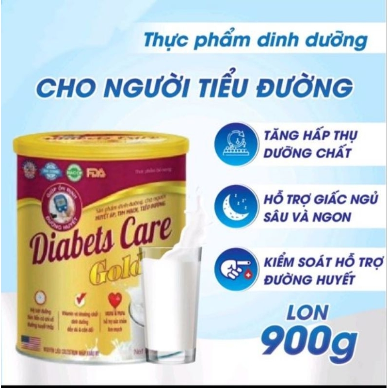 [Date xa 15.09.2026] SỮA TIỂU ĐƯỜNG DIABETS CARE GOLD HỘP 900G