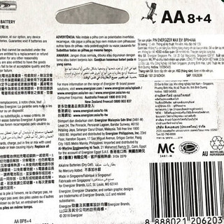 Bộ 12 pin tiểu Energizer Alkaline AA E91 BB8+4