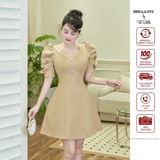 Váy đầm thiết kế cao cấp màu kem tay phồng sang trọng [ Ảnh thật ] The Shilla-SCG.E31B30.58D3(SA25)
