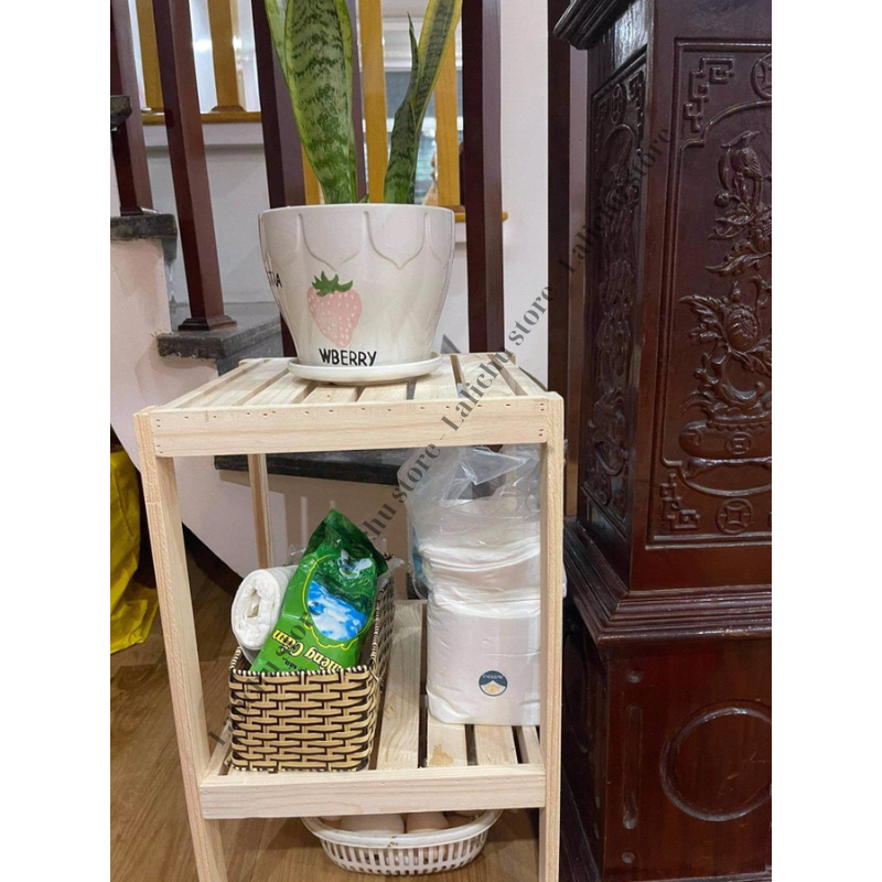 Kệ gỗ để đồ 2 ngăn, tab gỗ đầu giường trang trí
