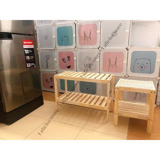 Kệ gỗ để đồ 2 ngăn, tab gỗ decor