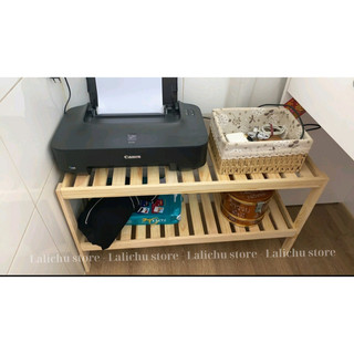 Kệ gỗ để đồ 2 ngăn, tab gỗ decor