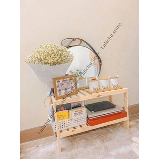 Kệ gỗ để đồ 2 ngăn 80cm, kệ gỗ decor
